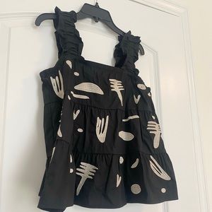 Boho Black Sleeveless Babydoll Style Top